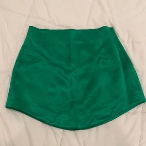 NWT Zara Green Satin Mini Skirt